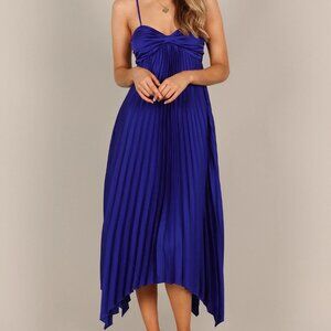 Petal & Pup Royal Blue Mid Length Stain Pleated Vikki Dress Size 8